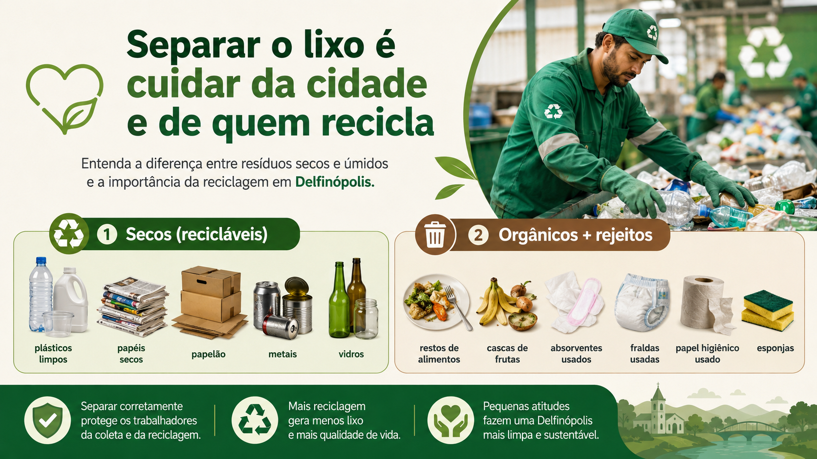 Separar o lixo é cuidar da cidade e de quem recicla em Delfinópolis