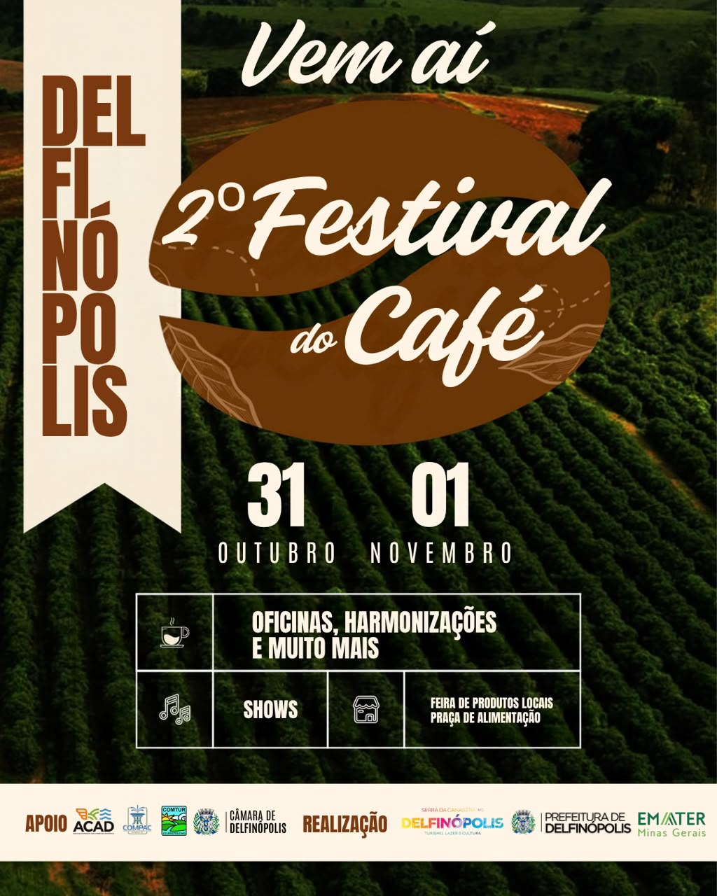 Delfinópolis recebe 2º Festival do Café com gastronomia, cultura e valorização da produção local.